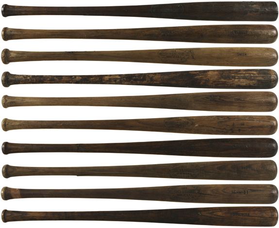 1921-31 H&B Louisville Slugger Professional Model Side Written Game Used Minor League Bats (Lot of 10)