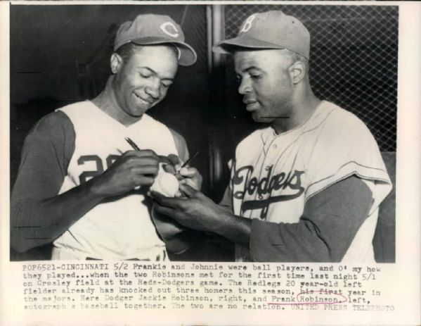 1956 Frank Robinson Cincinnati Reds Jackie Robinson Brooklyn Dodgers "The Chicago Sun-Times Collection Archives" Original Photo (Chicago Sun-Times Hologram/MEARS Photo LOA)
