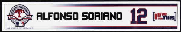 2004 Alfonso Soriano Texas Rangers Opening Day Locker Room Nameplate 