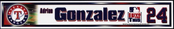 2004 Adrian Gonzalez Texas Rangers Locker Room Nameplate From Rookie Season