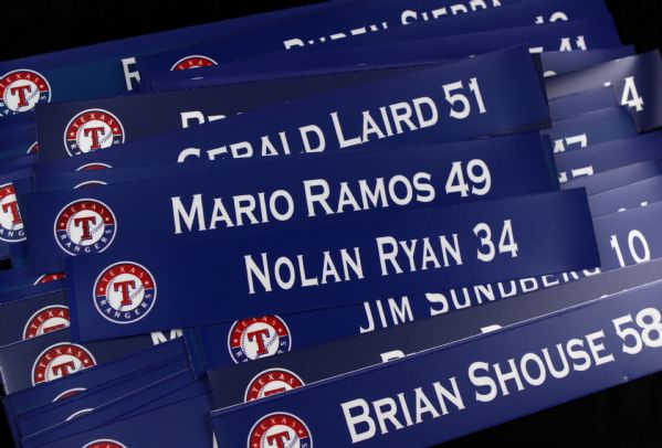 2000s Texas Rangers Spring Training Locker Room Nameplate - Lot of 50 w/ Nolan Ryan Ruben Sierra