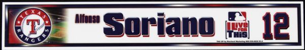 2004 Alfonso Soriano Texas Rangers Locker Room Nameplate 