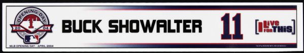 2004 Buck Showalter Texas Rangers Opening Day Locker Room Nameplate