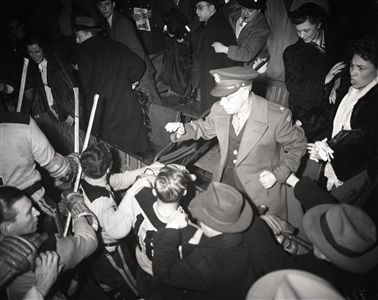 1944 Fight At Chicago Black Hawks Boston Bruins Game "Chicago Sun-Times" Original 4" x 5" B & W Negative (Chicago Sun-Times Archives/MEARS Photo LOA)
