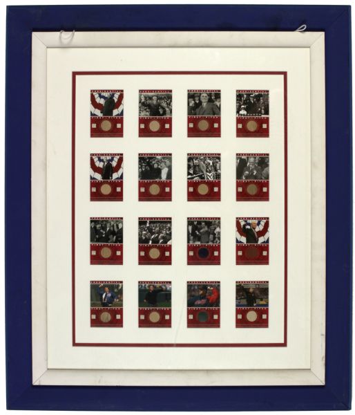 2002 Topps American Pie Presidential First Pitch Swatch Cards Display - Set of 16