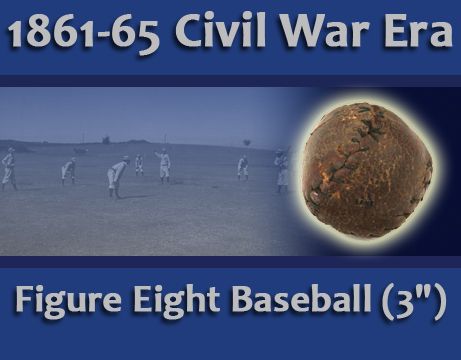 1861-65 circa Civil War Era Hand Made Salesmans Sample Figure Eight Baseball (3" circumference) - Extremely Rare