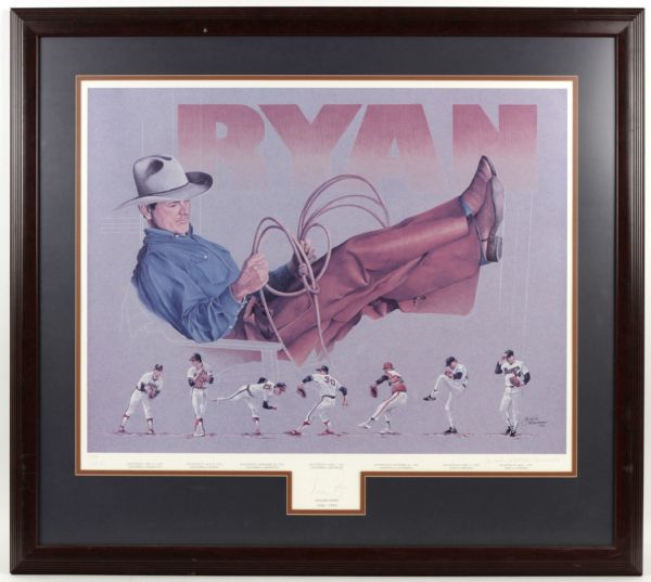1993 Nolan Ryan Texas Rangers Signed 33" x 29 1/2" Lithograph 974/1993 - JSA 