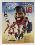 1984 David Stern Signed Bob Lanier Milwaukee Bucks Commemorative Poster Early Stern Signature - JSA 