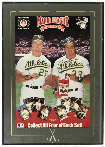 1990 Mark McGwire & Jose Canseco Oakland As Mothers Cookies Signed 24 1/2" x 34" Display Poster - JSA 