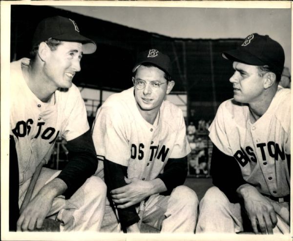 1940s circa Ted Williams Dom DiMaggio Al Zarilla Boston Red Sox "TSN Collection Archives" Original 8" x 10" Photo (Sporting News Collection Hologram/MEARS Photo LOA)