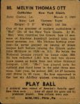 1940 Mel Ott New York Giants Play Ball Card #88