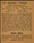 1940 Tris Speaker Cleveland Indians Play Ball Card #170 