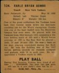 1940 Earle Combs New York Yankees Play Ball Card #124