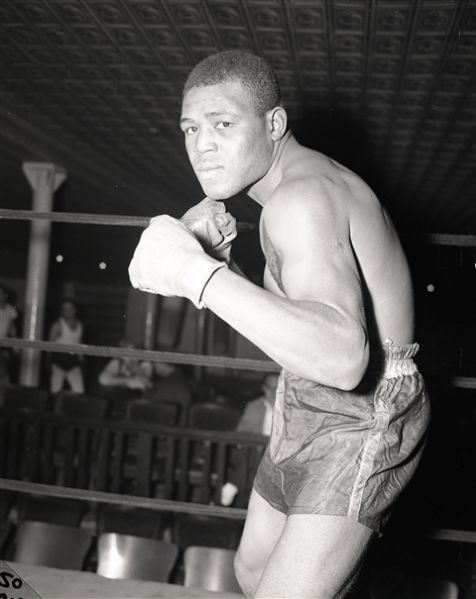 1947 Al Johnson Training in the Ring "The Chicago Sun-Times" Original 4" x 5" B & W Negatives (Chicago Sun-Times Hologram/MEARS Photo LOA) - Lot of 2
