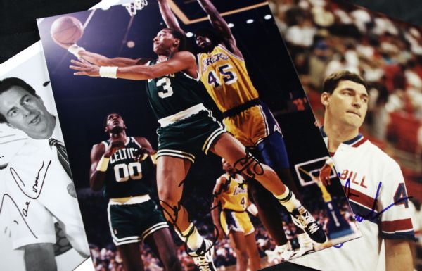 1970s NBA Stars Signed 8" x 10" Photo - Lot of 4 With Earl Monroe Dave Cowens Dennis Johnson & Bill Laimbeer - JSA 