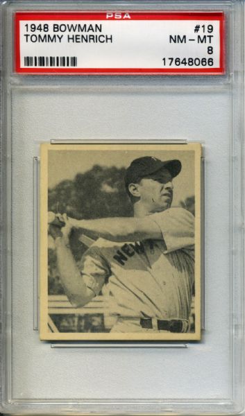 1948  Bowman #19 Tommy Henrich New York Yankees - PSA NM-MT 8 