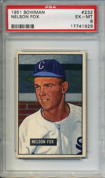 1951 Bowman #232 Nelson Fox Chicago White Sox Rookie Card- PSA EX-MT 6