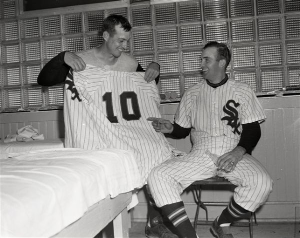 1957 Sherm Lollar Billy Pierce Chicago White Sox "Chicago Sun-Times" Original 4" x 5" B & W Negative (Chicago Sun-Times Archives/MEARS Photo LOA)