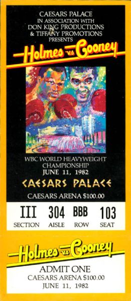 1982 Larry Holmes vs. Gerry Cooney Boxing Ticket 