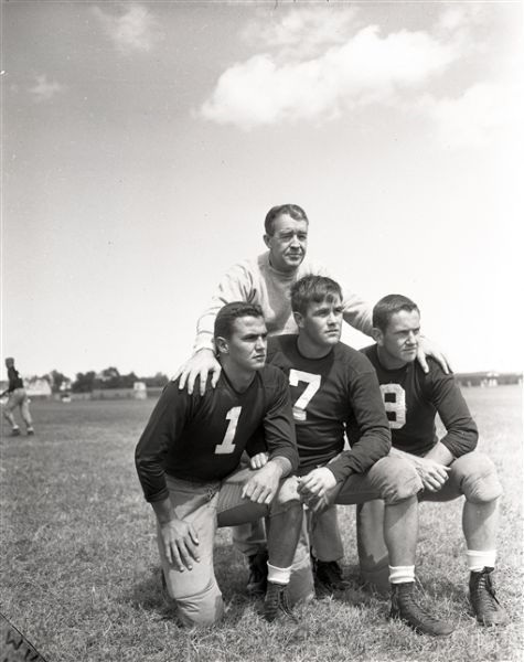 1949 Notre Dame QBs with Coach Leahy "Chicago Sun-Times" Original 4" x 5" B & W Negatives (Chicago Sun-Times Archives/MEARS Photo LOA)