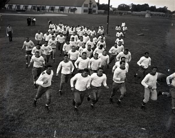 1946 Notre Dame Football Practice "Chicago Sun-Times" Original 4" x 5" B & W Negatives (Chicago Sun-Times Archives/MEARS Photo LOA) - Lot of 12