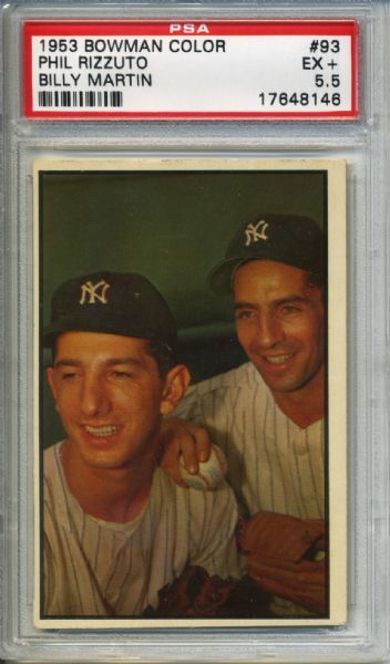 1953 Bowman Color #93 Phil Rizzuto & Billy Martin New York Yankees - PSA EX+ 5.5 