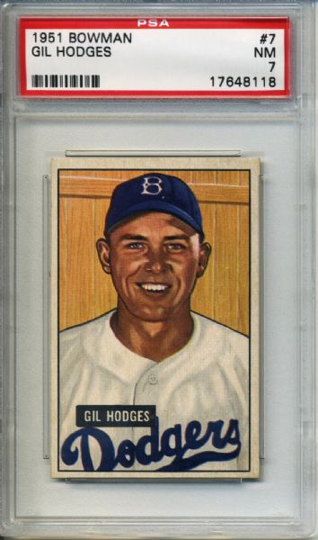 1951 Bowman #7 Gil Hodges Brooklyn Dodgers - PSA NM 7 