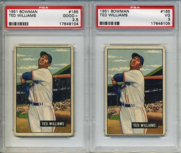 1951 Bowman #165 Ted Williams Boston Red Sox - PSA 3 & 2.5 