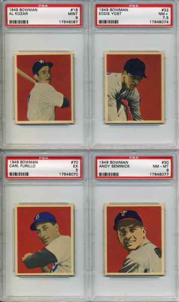 1949 Bowman Card - Lot of 29 All PSA Graded w/Lou Boudreau Bobby Doerr Eddie Yost Robin Roberts 