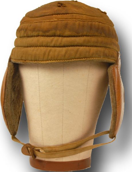 1910 Era Goldsmith Canvas and Leather Flat Top Football Helmet