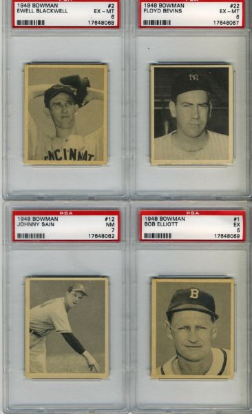1948 Bowman Baseball Card - Lot of 10 With Bob Elliott Phil Rizzuto Enos Slaughter PSA