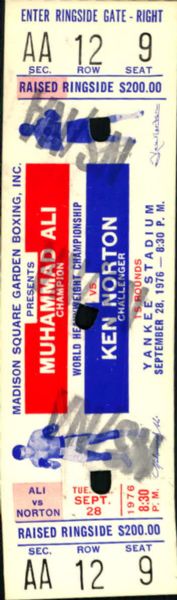 1976 Muhammad Ali vs. Ken Norton Heavyweight Title Fight Ticket