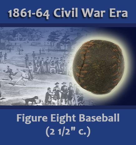 1861-64 Civil War Era Hand Made Salesmans Sample Figure Eight Baseball (2 1/2" circumference MEARS LOA