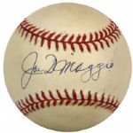1997 Joe DiMaggio New York Yankees Single Signed OAL (Budig) Baseball - Yankee Clipper Enterprises Sticker & JSA 