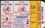 1963 World Series Game 2 Ticket Stub - Los Angeles Dodgers vs. New York Yankees 