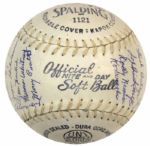 All American Girls Baseball League Multi Signed Spalding Softball w/ Original Box - JSA 