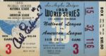 1959 World Series Ticket Stub - Los Angeles Dodgers vs. Chicago White Sox Signed by Carl Erskine - MEARS LOA 