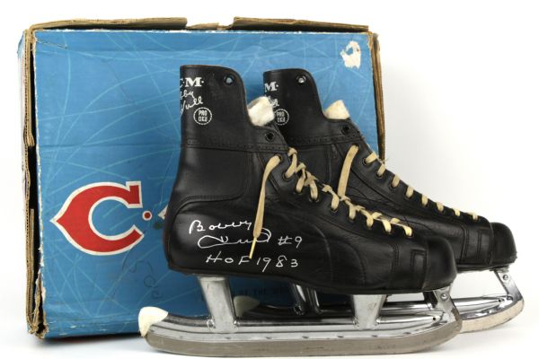 1960s Bobby Hull Chicago Blackhawks Signed CCM Skates In Original Box Skates Never Used - (MEARS LOA)