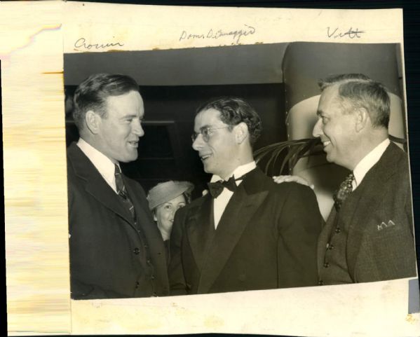 1940s circa Joe Cronin and Dom DiMaggio "The Sporting News Collection Archives" Original 7.5" x 8.5" Photo (Sporting News Collection Hologram/MEARS Photo LOA)