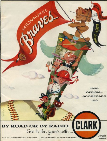 1958 Milwaukee Braves vs. Pittsburgh Pirates Program & 4 Ticket Stubs