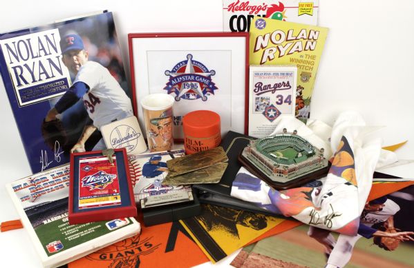 1960s-90s Baseball Memorabilia Collection - Sandy Koufax Mug Vintage Pennants  Incl. 81 Original Photos From Nolan Ryan 6th No-Hitter & Signed Shirt - MEARS LOA