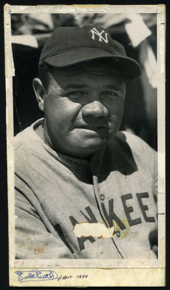 1930 circa Babe Ruth New York Yankees "The Sporting News Collection Archives" Original 5.5" x 9" Photo (Sporting News Collection Hologram/MEARS Photo LOA)