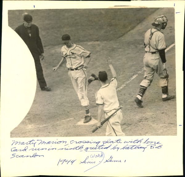 1944 Mart Marion St. Louis Cardinals "The Sporting News Collection Archives" Original 6" x 7.5" Photo (Sporting News Collection Hologram/MEARS Photo LOA)