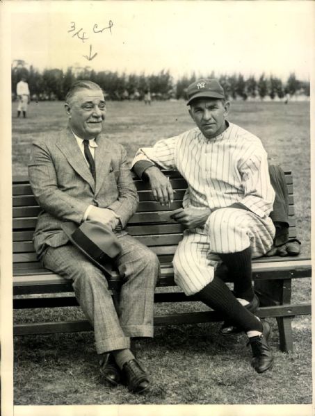 1930 Yankees Owner Colonel Jacob Ruppert and Manager Bob Shawky Original 6" x 8" Photo