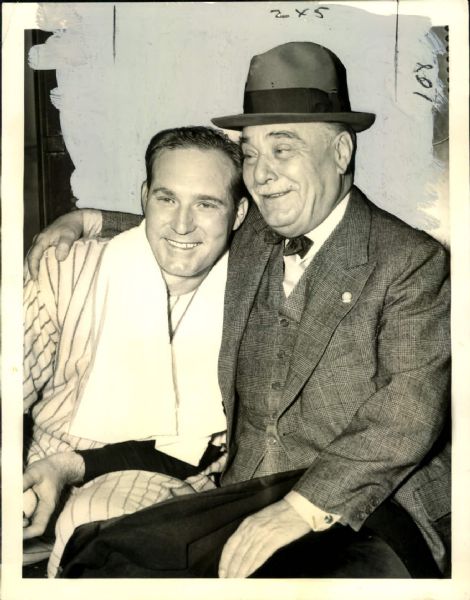 1938 Yankees Owner Colonel Jacob Ruppert and Pitcher Red Ruffing Original 6.5" x 8.5" Photo