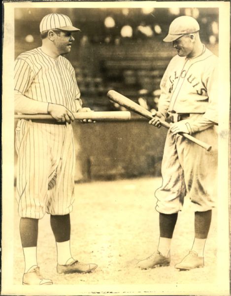1923 New York Yankees Babe Ruth Talks with St. Louis Cardinals Rogers Hornsby