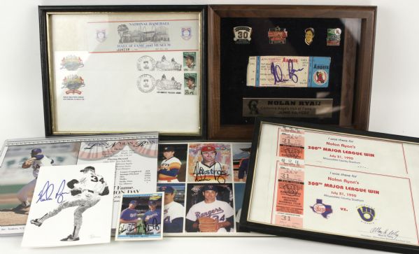 1990s Nolan Ryan Texas Rangers Signed Memorabilia Incl. Ticket, Cards & Photo - 5 Autographs - JSA