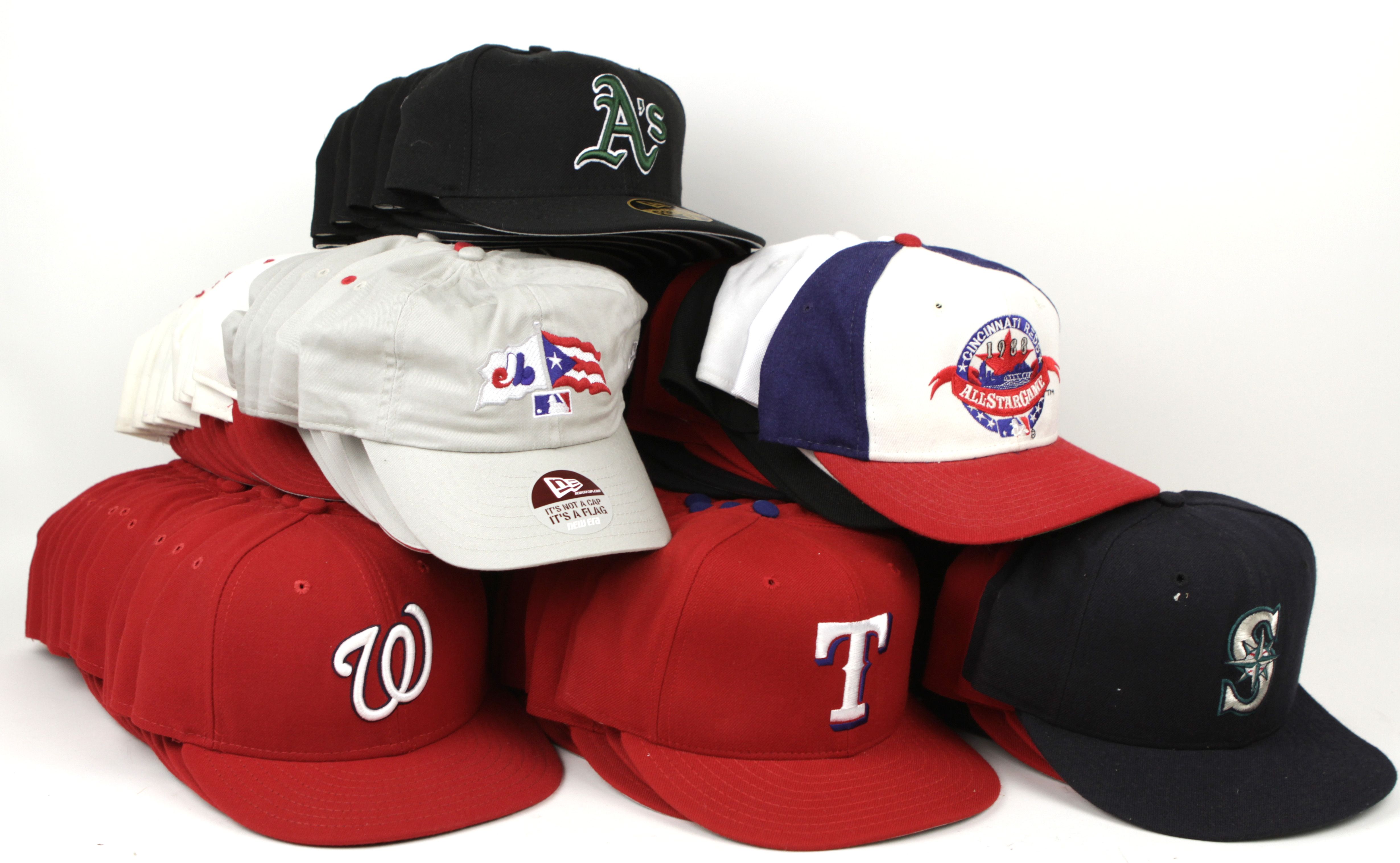 Lot Detail - 1990- 2000s Lifetime Supply of New Baseball Caps - Lot of ...