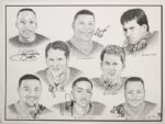 1996 Green Bay Packers Team-Signed 24" x 18" Lithograph - Offense & Defense w/ Favre White Simmons Also Signed by Artist - JSA 