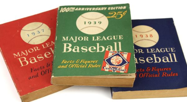 1937-39Major League Baseball Fact & Figures & Official Rules - Lot of 3 
